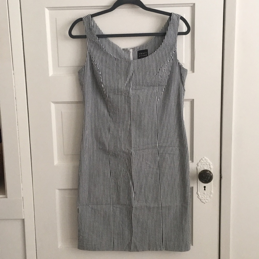 Gray & White Striped Cotton Dress